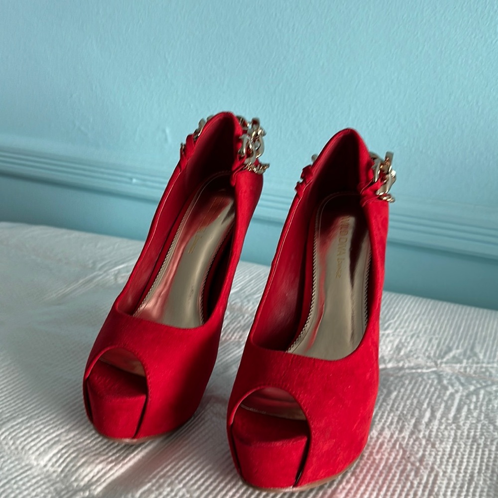 Red Peep Toe Stilettos